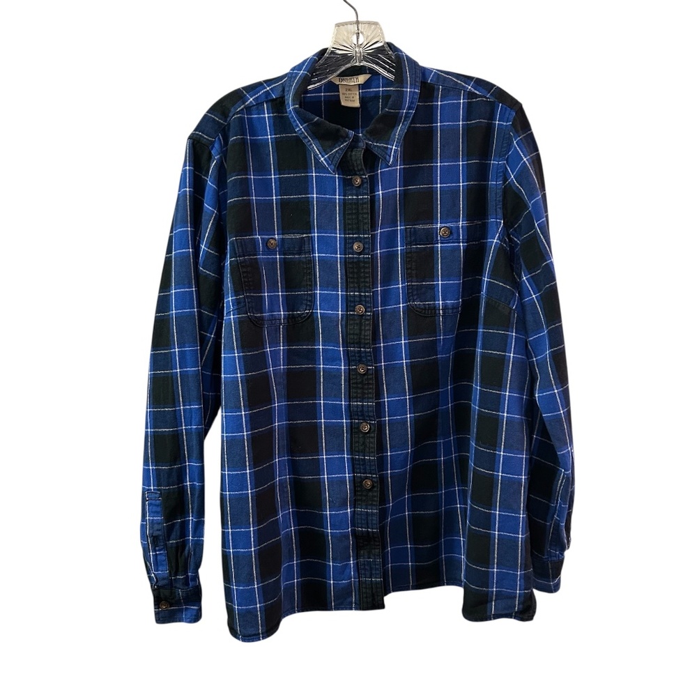 Men's Duluth Trading Co 100% Cotton Plaid Flannel Button Down Shirt Size 2XL